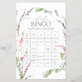 Pastel Wildblume Babydusche Bingo Game Flyer