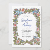 Pastel Wildblume Bird Floral Border Boho Hochzeit Einladung (Vorderseite)