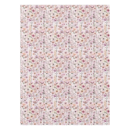 Pastel Wildblume Bloom Tablecloth - Dusty Pink Wa Tischdecke (Vorderseite)