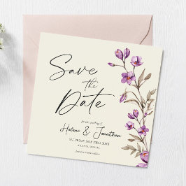 Pastel Wildblume Boho Wedding speichern das Datum Einladung