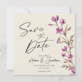 Pastel Wildblume Boho Wedding speichern das Datum Einladung (Vorderseite)