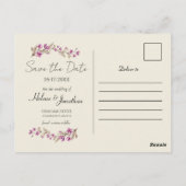 Pastel Wildblume Boho Wedding speichern das Datum Postkarte (Rückseite)