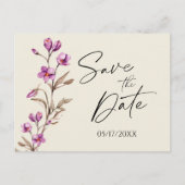 Pastel Wildblume Boho Wedding speichern das Datum Postkarte (Vorderseite)
