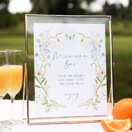Pastel Wildblume Brautparty Mimosa Bar Poster