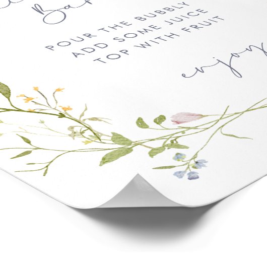 Pastel Wildblume Brautparty Mimosa Bar Poster (Ecke)