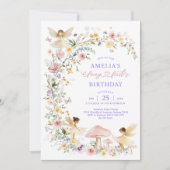 Pastel Wildblume Fairy Erster Geburtstag Party Einladung (Vorderseite)