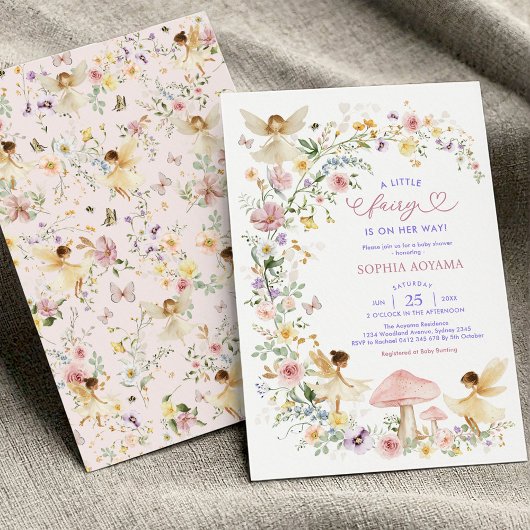 Pastel Wildblume Fairy Garden Girl Babydusche Einladung