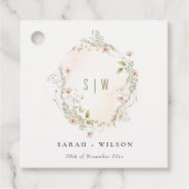 Pastel Wildblume Floral Monogram Wreath Wedding Geschenkanhänger (Vorderseite)