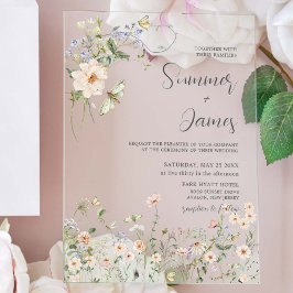 Pastel Wildblume Garden Delikatessen Hochzeitsfeie Acryleinladungen