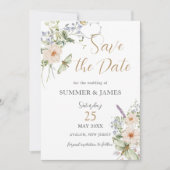 Pastel Wildblume Garden Delikatessen Hochzeitsfeie Save The Date (Vorderseite)