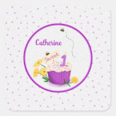 Pastel Wildblume Girl 1. Geburtstag Lila Sticker (Vorderseite)