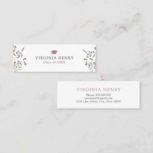 Pastel Wildblume Graduate Name Card Mini Visitenkarte