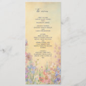 Pastel Wildblume Meadow Barn Wedding Menü Programm (Vorderseite)