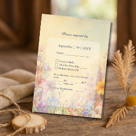 Pastel Wildblume Meadow Barn Wedding RSVP Karte