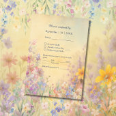 Pastel Wildblume Meadow Barn Wedding RSVP Karte