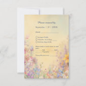 Pastel Wildblume Meadow Barn Wedding RSVP Karte (Vorderseite)