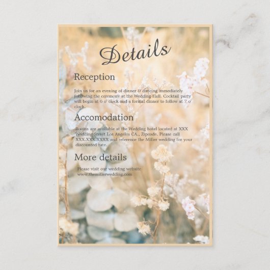 Pastel Wildblume Meadow Wedding Begleitkarte (Vorderseite)