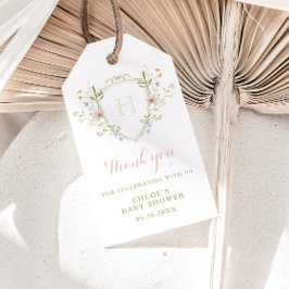 Pastel Wildblume Monogram Wappen Vielen Dank Geschenkanhänger