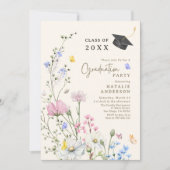 Pastel Wildblume Outdoor Garden Graduation Party Einladung (Vorderseite)