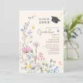 Pastel Wildblume Outdoor Garden Graduation Party Einladung (Stehend Vorderseite)