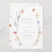 Pastel Wildblume Rahmen Osterfeier Einladung (Vorne/Hinten)