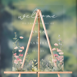 Pastel Wildblume Wedding Acrylschild