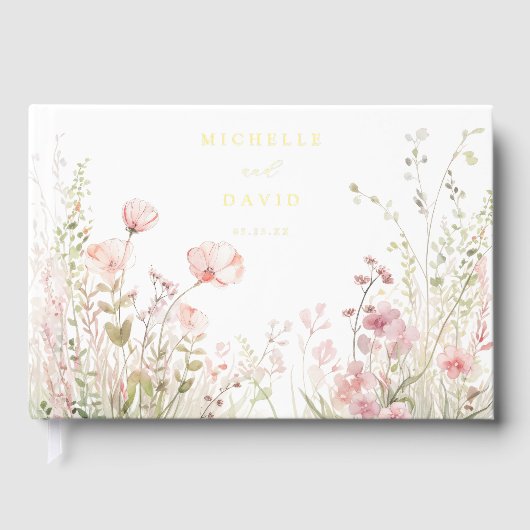 Pastel Wildblume Wedding Gästebuch (Vorderseite)