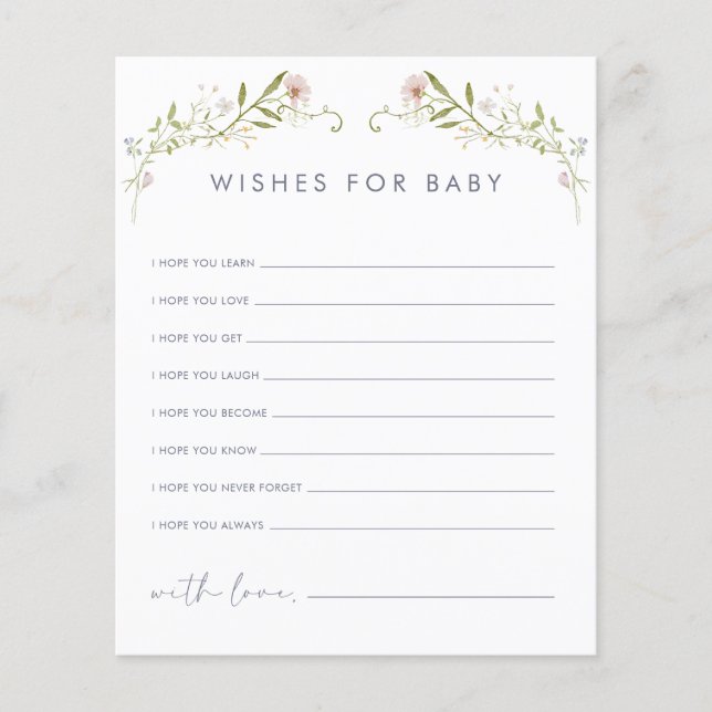 Pastel-Wildblume wünscht eine Babykarte (Vorderseite)