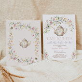 Pastel Wildblume Zeit für Tee-Brautparty Party Einladung