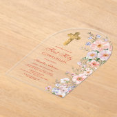 Pastel Wildblumen Arch Erste Kommune Acryleinladungen (Ablage )