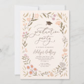 Pastel-Wildblumen-Graduierungspartei Einladung (Vorderseite)