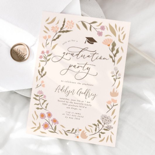 Pastel-Wildblumen-Graduierungspartei Einladung