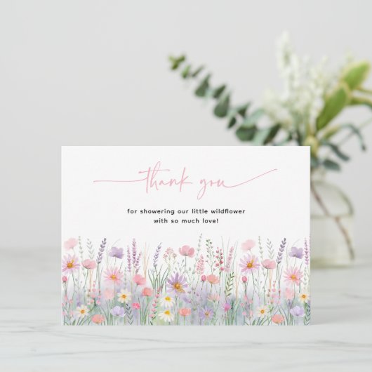 Pastel Wildblumen Kinderdusche Dankeskarte (Stehend Vorderseite)
