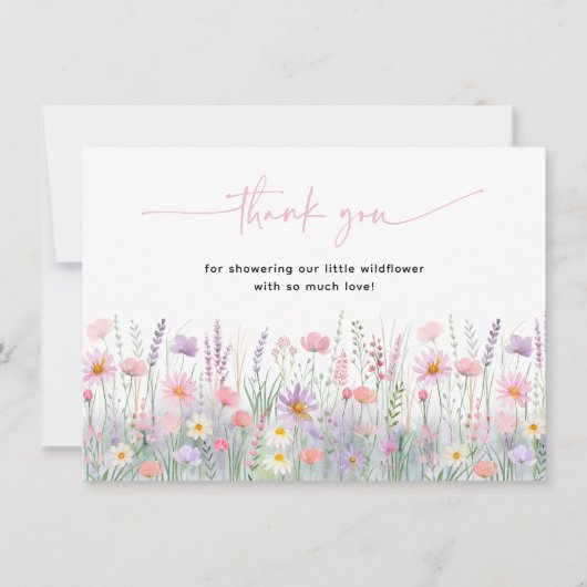 Pastel Wildblumen Kinderdusche Dankeskarte (Vorderseite)