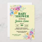 Pastel Wildblumen Kinderdusche Einladung (Vorne/Hinten)