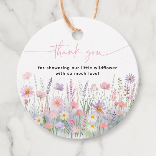 Pastel Wildblumen Kinderdusche Geschenkanhänger (Vorderseite)