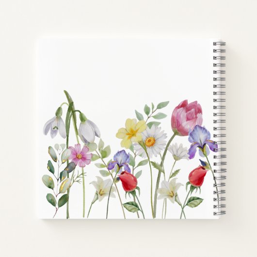 Pastel-Wildblumen Meadow Trendy Sketch Custom Notizblock (Rückseite)