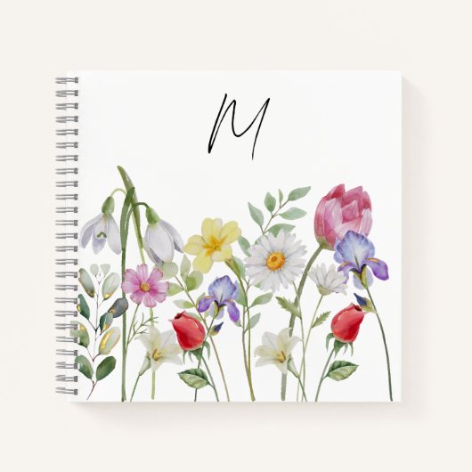 Pastel-Wildblumen Meadow Trendy Sketch Custom Notizblock (Vorderseite)