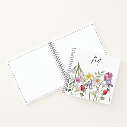 Pastel-Wildblumen Meadow Trendy Sketch Custom Notizblock (Innenseite)