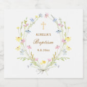 Pastel Wildblumen Taufe Alkoholflaschenetikett (Einzelnes Label)