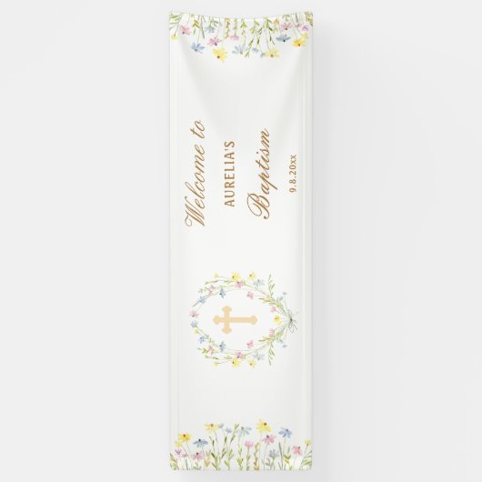 Pastel Wildblumen Taufe Banner (Vertikal)