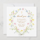 Pastel Wildblumen Taufe Danke Karte (Rückseite)