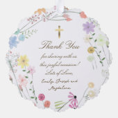 Pastel Wildblumen Taufe danke Ornament Karte (Rückseite)