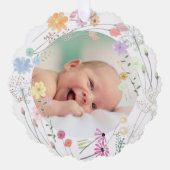 Pastel Wildblumen Taufe danke Ornament Karte (Vorderseite)