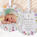 Pastel Wildblumen Taufe danke Ornament Karte<br><div class="desc">Taufe danke Papierschmuck</div>