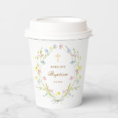 Pastel Wildblumen Taufe Pappbecher (Vorderseite)