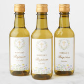 Pastel Wildblumen Taufe Weinetikett (Flaschen)