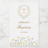 Pastel Wildblumen Taufe Weinetikett (Einzelnes Label)