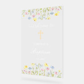 Pastel Wildblumen Taufe Willkommen Acrylschild (Winkel)