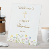 Pastel Wildblumen Taufe Willkommen Sockelschild (In Situ)